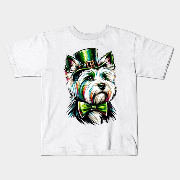 Biewer Terrier Embraces Saint Patrick's Day Cheer Kids T-Shirt by ArtRUs